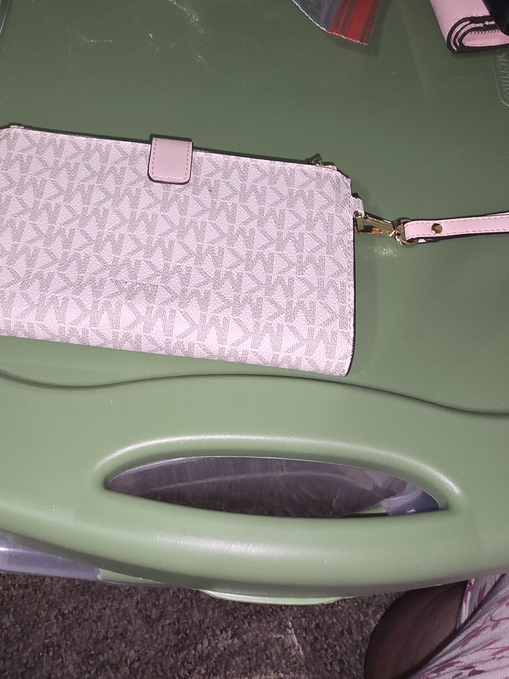 Michael Kors Pale Pink Logo Wristlet with Gold Hardware